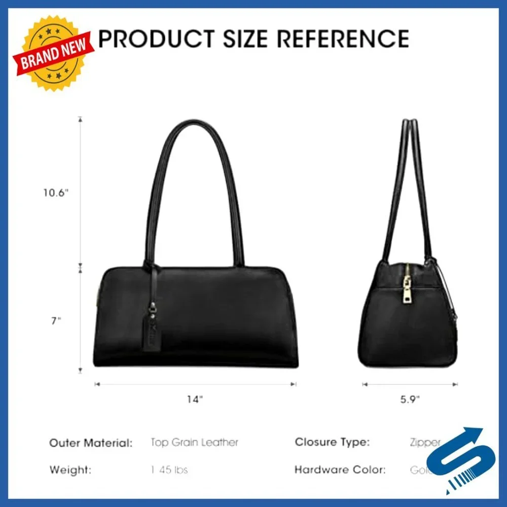 Medium Top-Handle Tote Bag Satchel Shoulder Bag in Genuine Leather